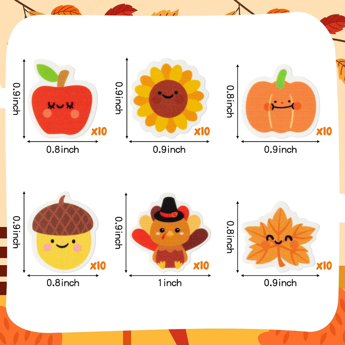 Yopyame 60 pack fall mini erasers shaped like maple leaves, pumpkins, acorns and bears - view 22