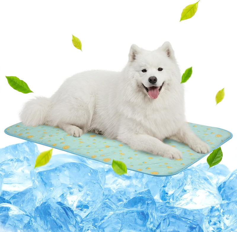 NWK Pack of 4 Pet Cooling Mat Q-Max>0.345 for Dogs & Cats – Essentials for Dogs - Green Fruit / Large (39'' X 27'' X 0.3'') / 4
