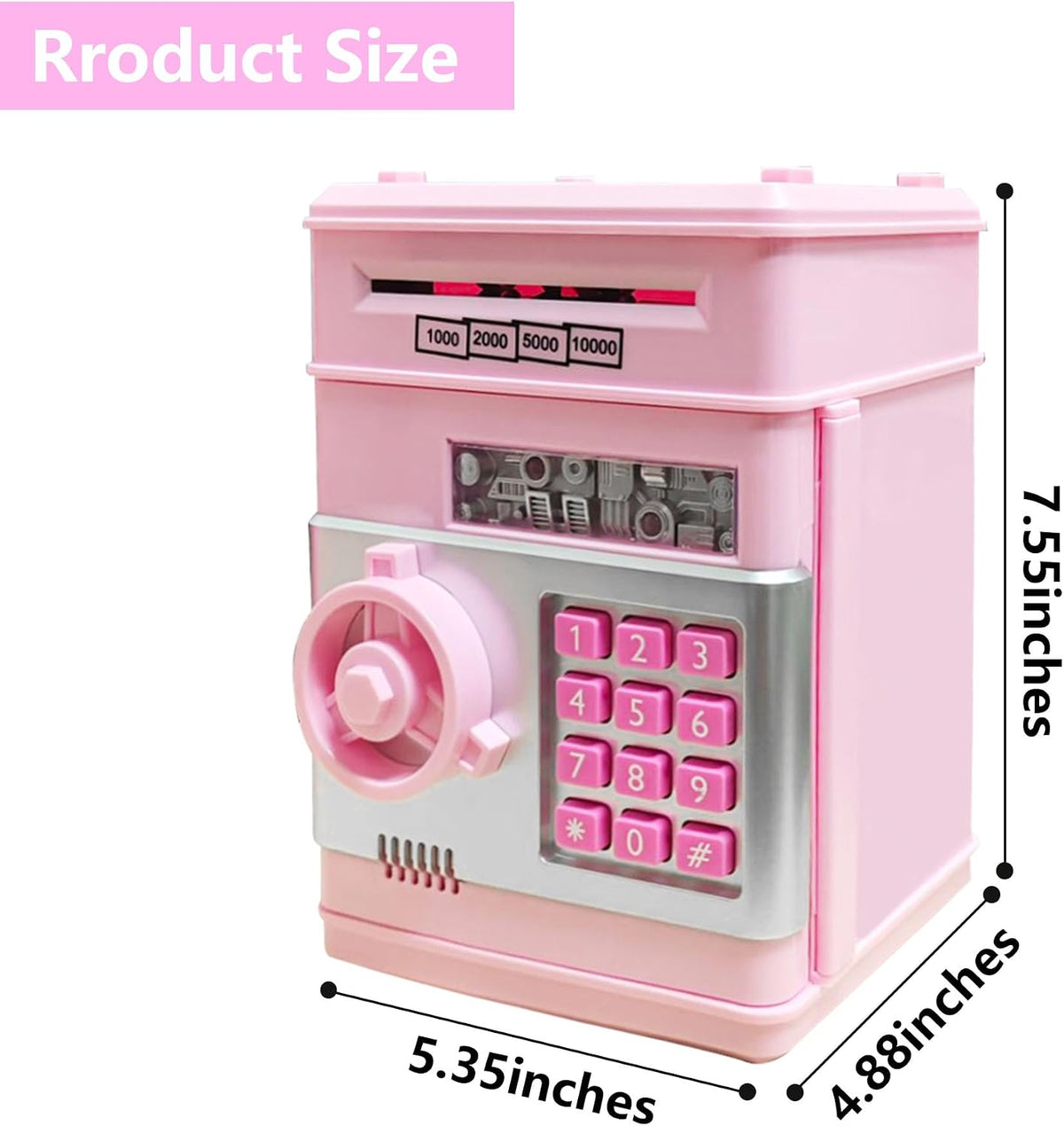 HUSAN rose gold electronic ATM piggy bank for kids with password keypad - view 12