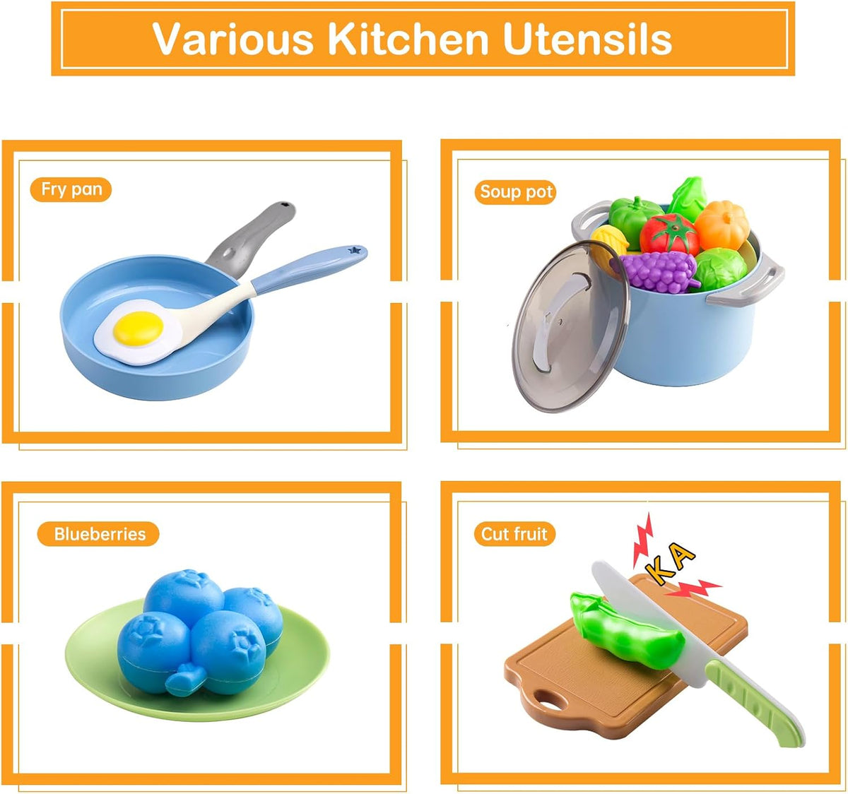 35Pcs Kids Kitchen Toy Accessories - Blue / 35Pcs - image 4