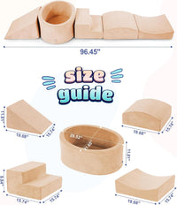 Elftopia foam climbing blocks with ball pit, stair climber and triangle wedge in beige - view 18