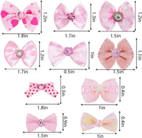 20PCS Cute Dog Hair Bows with Rubber Bands Handmade Mix Style - Pink / Novel Pattern - image 2