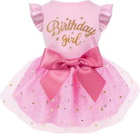 Dog Birthday Dress Tulle with Big Bowknot Princess Dog Cat Birthday - Medium