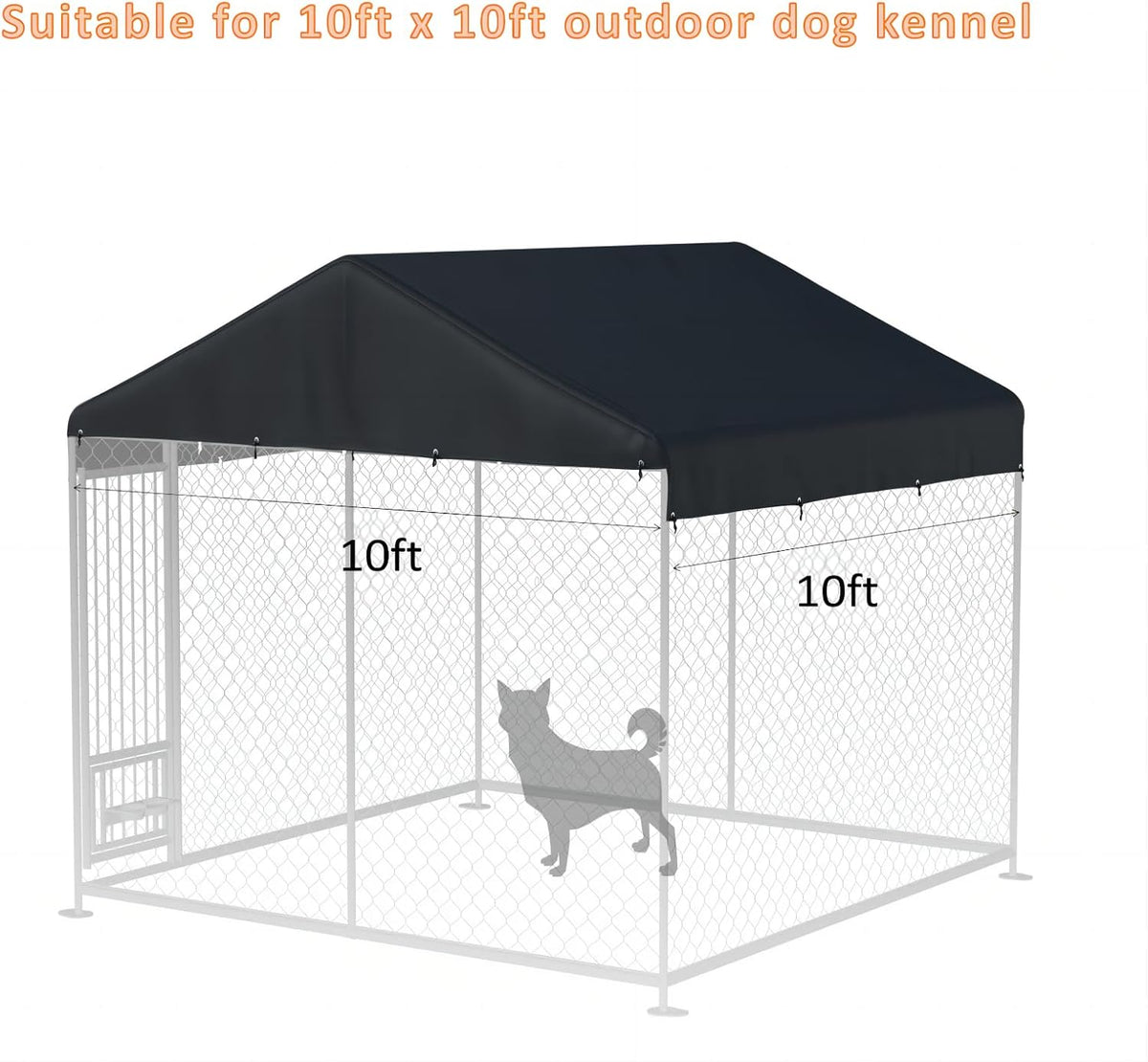 Outdoor Dog Kennel Cover 10' x 10' Replaceable Top Cover - Black / 10' x 10' - image 2