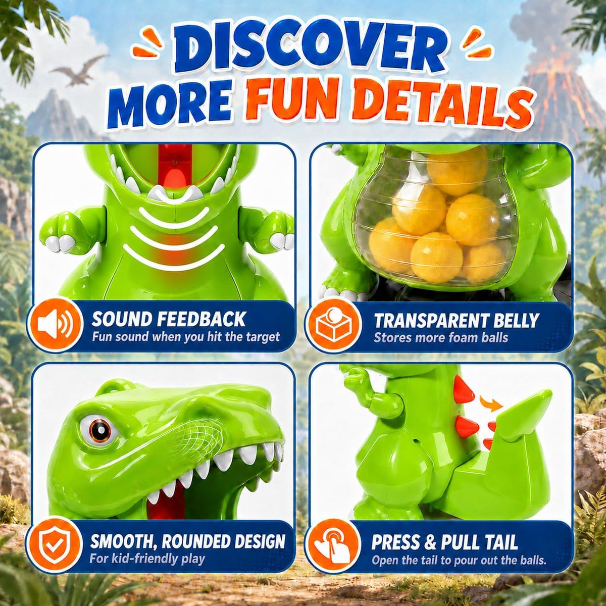 EagleStone T-Rex Dinosaur Shooting Target Game Toys with Air Power - Green - image 4