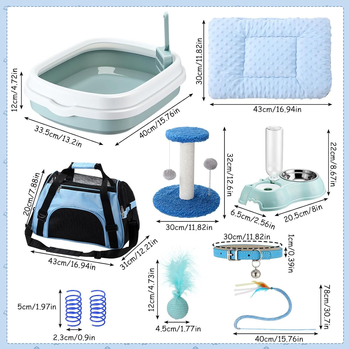 Eccliy 10 Pcs Kitten Starter Kit for Indoor - Classic / Medium / Blue - image 2