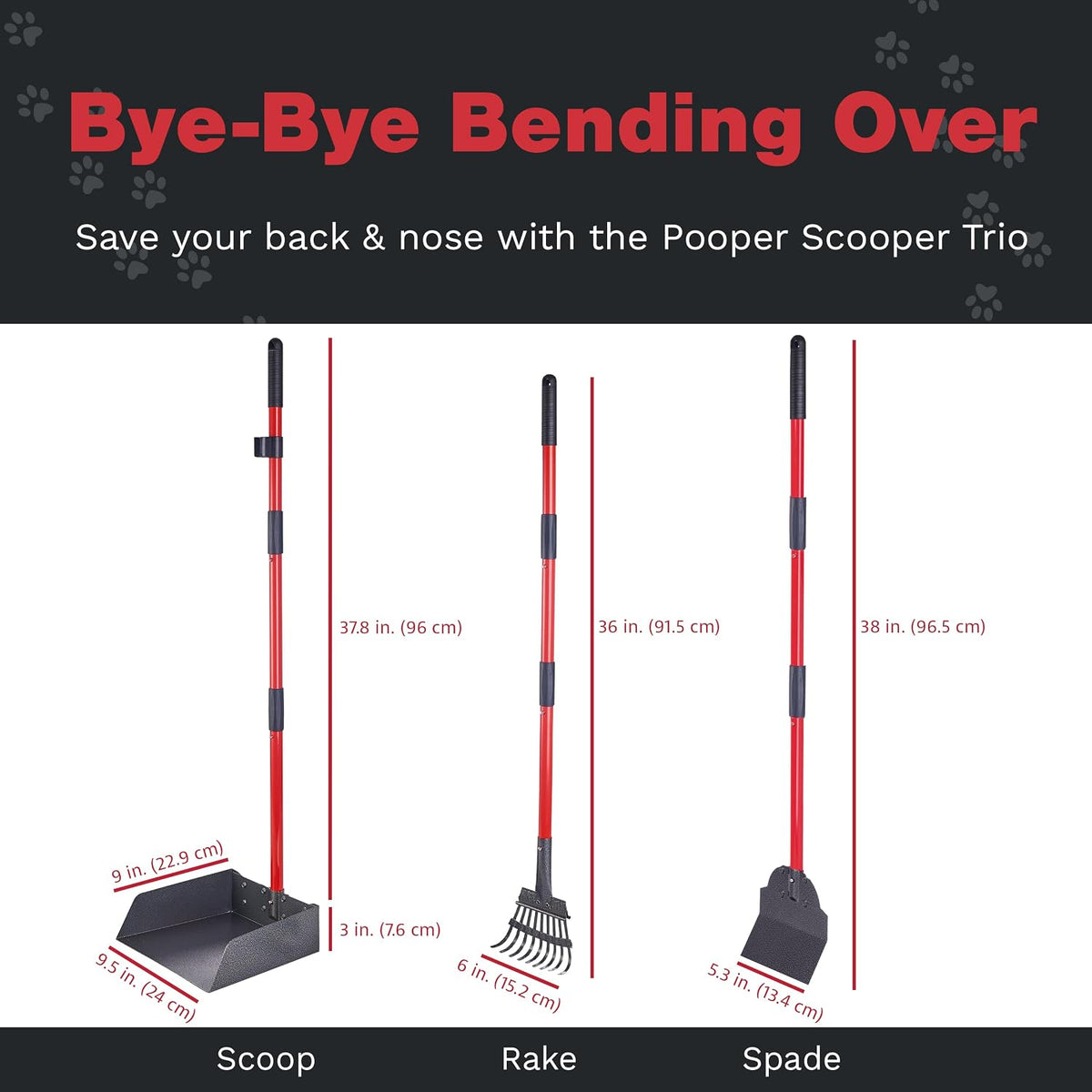 Pooper Scooper for Dogs, Heavy Duty Long Handle Rake - 3 Piece Set - X Large - image 4