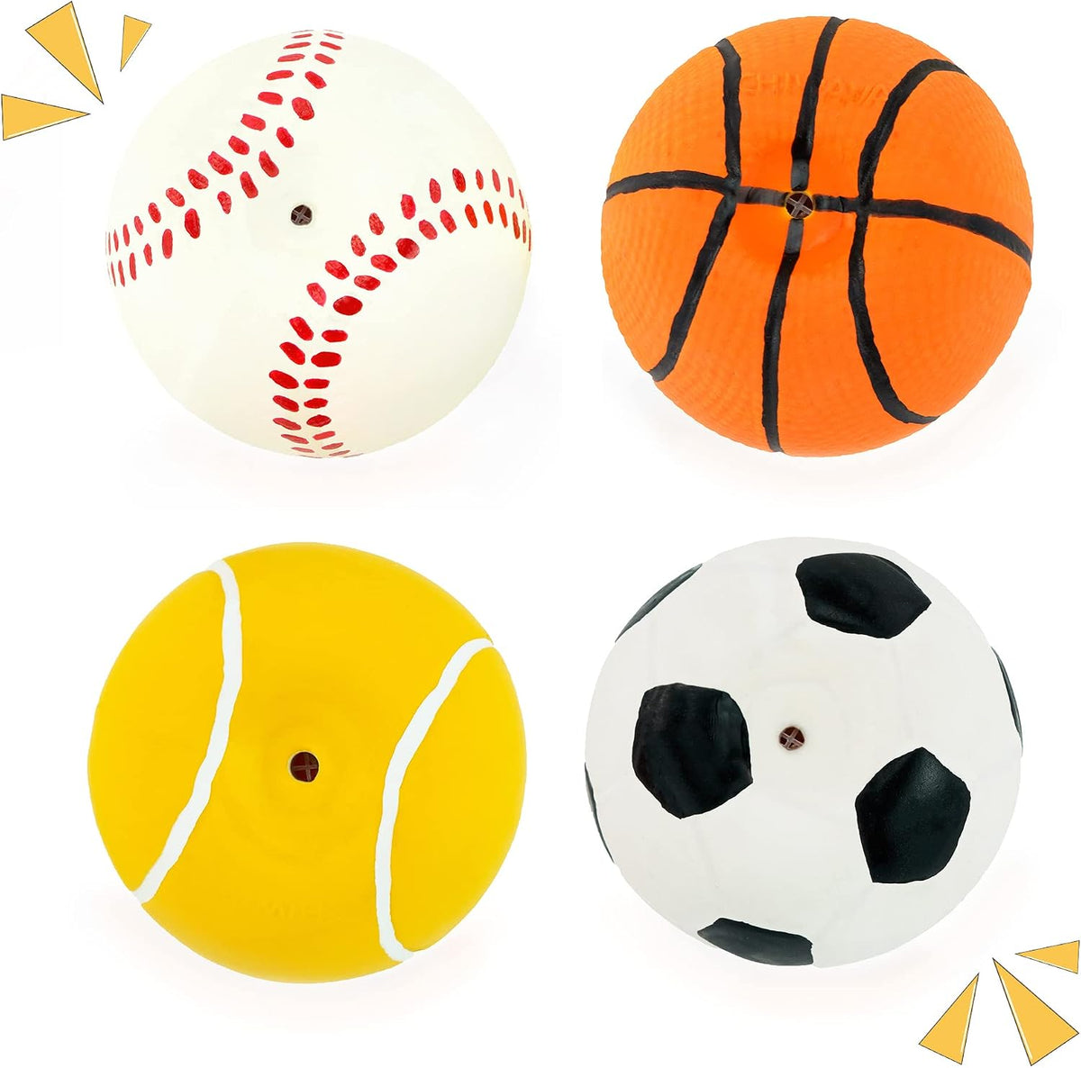 CHIWAVA 3PCS 2.7'' Squeak Latex Dog Toy Football Fetch Ball - 2.4" Small Dogs 4 Pack