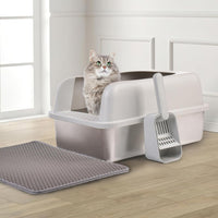 Henkelion Stainless Steel Cat Litter Box with Lid - M-2PCS - image 3