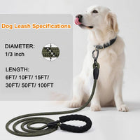 Long Leash for Dog Training 6FT/ 10FT/ 15FT/ 30FT/ 50FT/ 100FT - Olive / 10FT* 1/3" - image 4