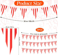 MAQIHAN 52.5 Ft Colorful Pennant Banner Flags - Red and White - 3PCS - image 2