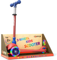 Brown Mini 3 Wheel Scooter for Kids - Red & Blue