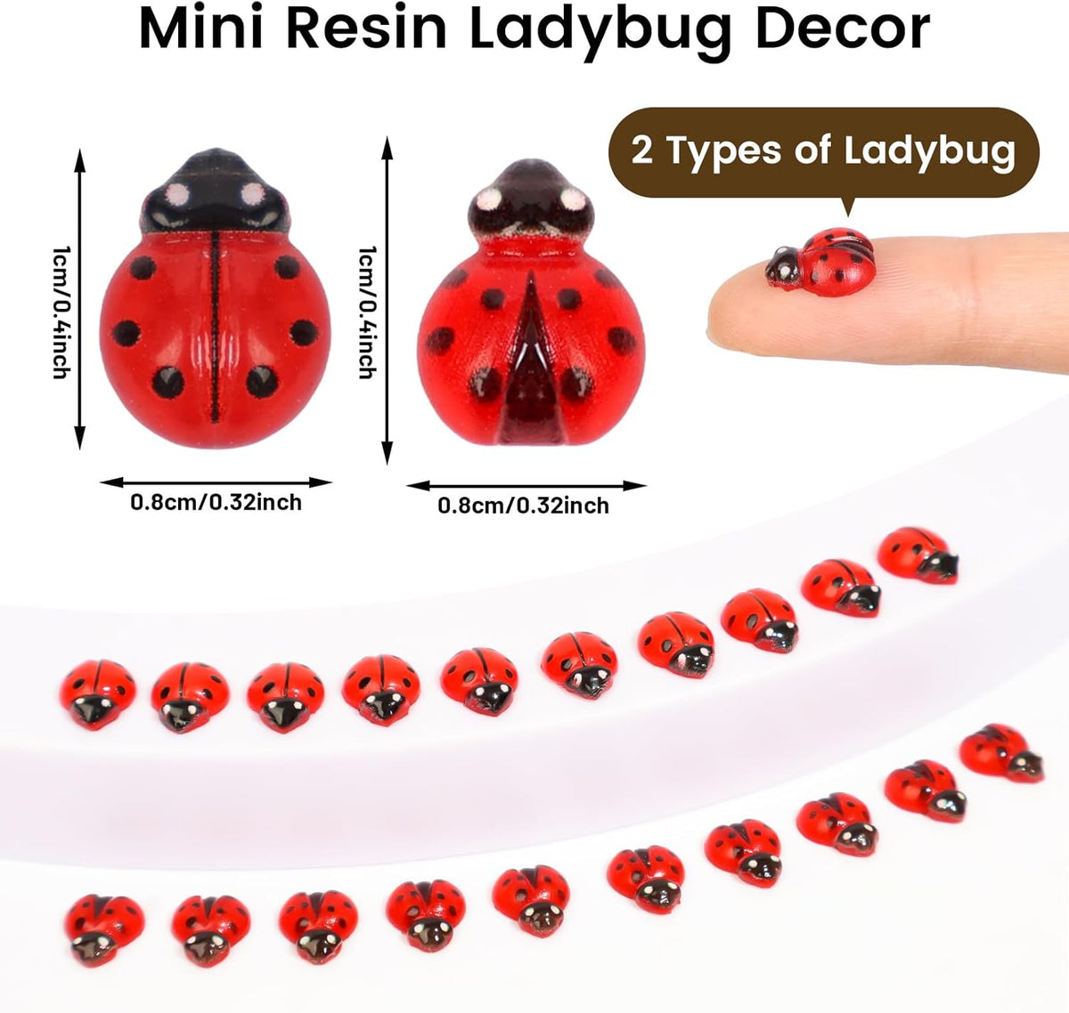 200pcs Mini Resin Ladybug Decor Tiny Ladybug for Crafts Dollhouse - 200pcs Mini Resin Ladybug - image 2