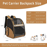 Cat Backpack Carrier for Small Dogs and Medium cat Puppy Kitten Bunny - Brown / 12.9"L x 10.6"W x 15.5"H - image 2