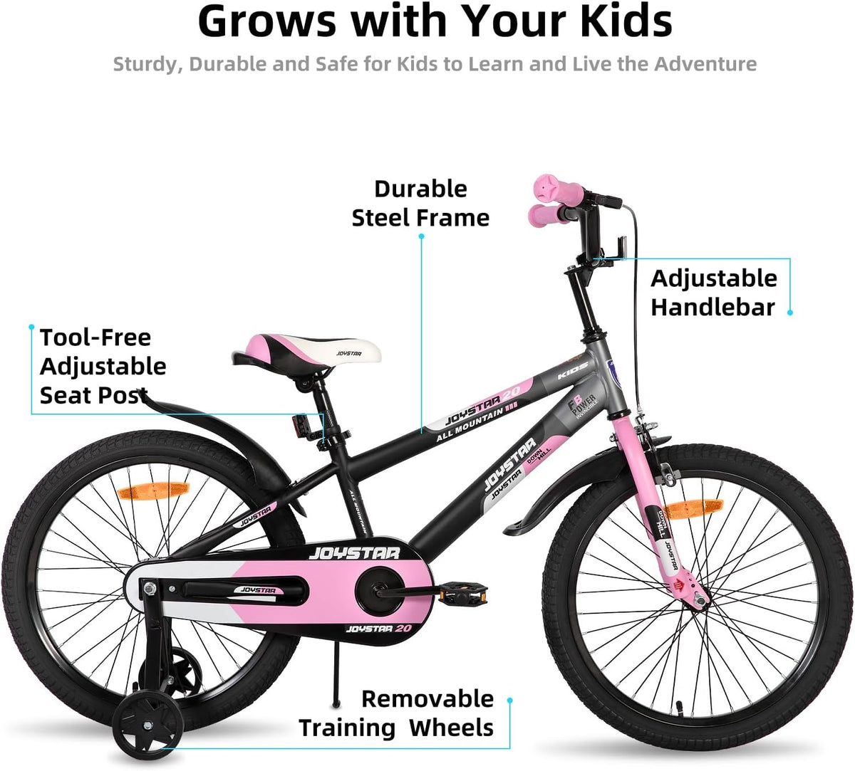 JOYSTAR New Berry Kids Bike for Boys and Girls Ages 3-10Y – Fun for Kids & Family - Pink / 20 Inch Wheels - image 2