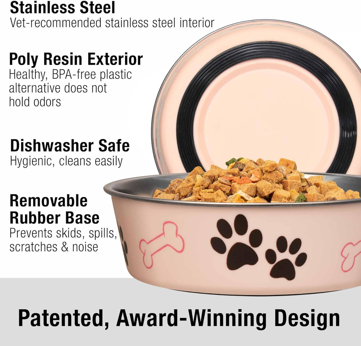 Loving Pets Bella Dog Bowls, Stainless Steel Dog & Cat Bowls - Paparazzi Pink / Medium (20-35lbs) - image 2