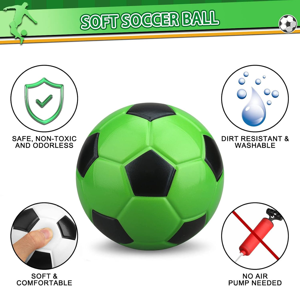 Umnodobn 3 pack of 5 inch soft foam mini soccer balls - view 8
