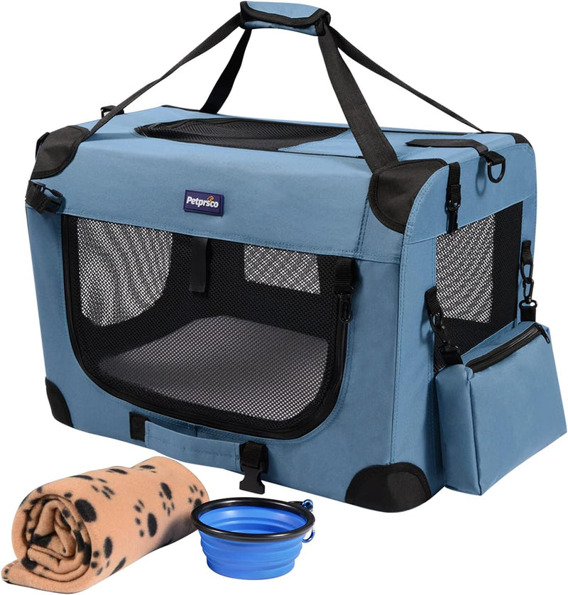Portable Collapsible Dog Crate - Blue / 24.0"L x 17.0"W x 17.0"H