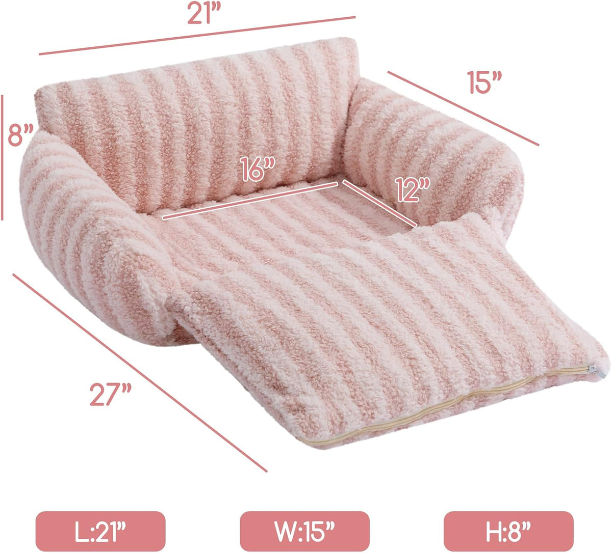 Hollypet Cat Bed Small Dog Orthopedic Couch Beds for Pets up to – Essentials for Cats - 21"L x 15"W x 8"Th / Pink - image 3