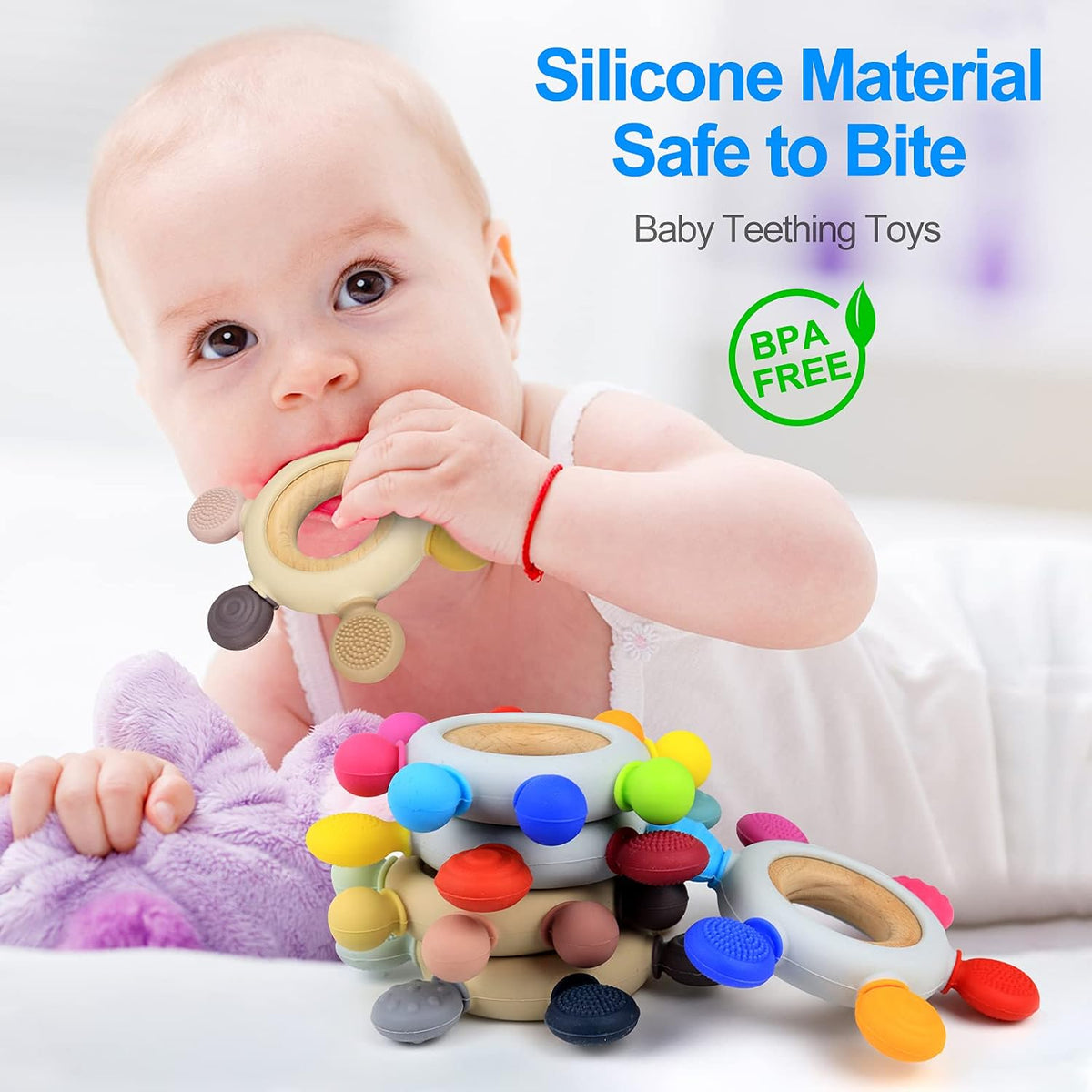 Baby Teething Toys Silicone Teethers BPA Free Silicone Rudder - Khaki - image 2