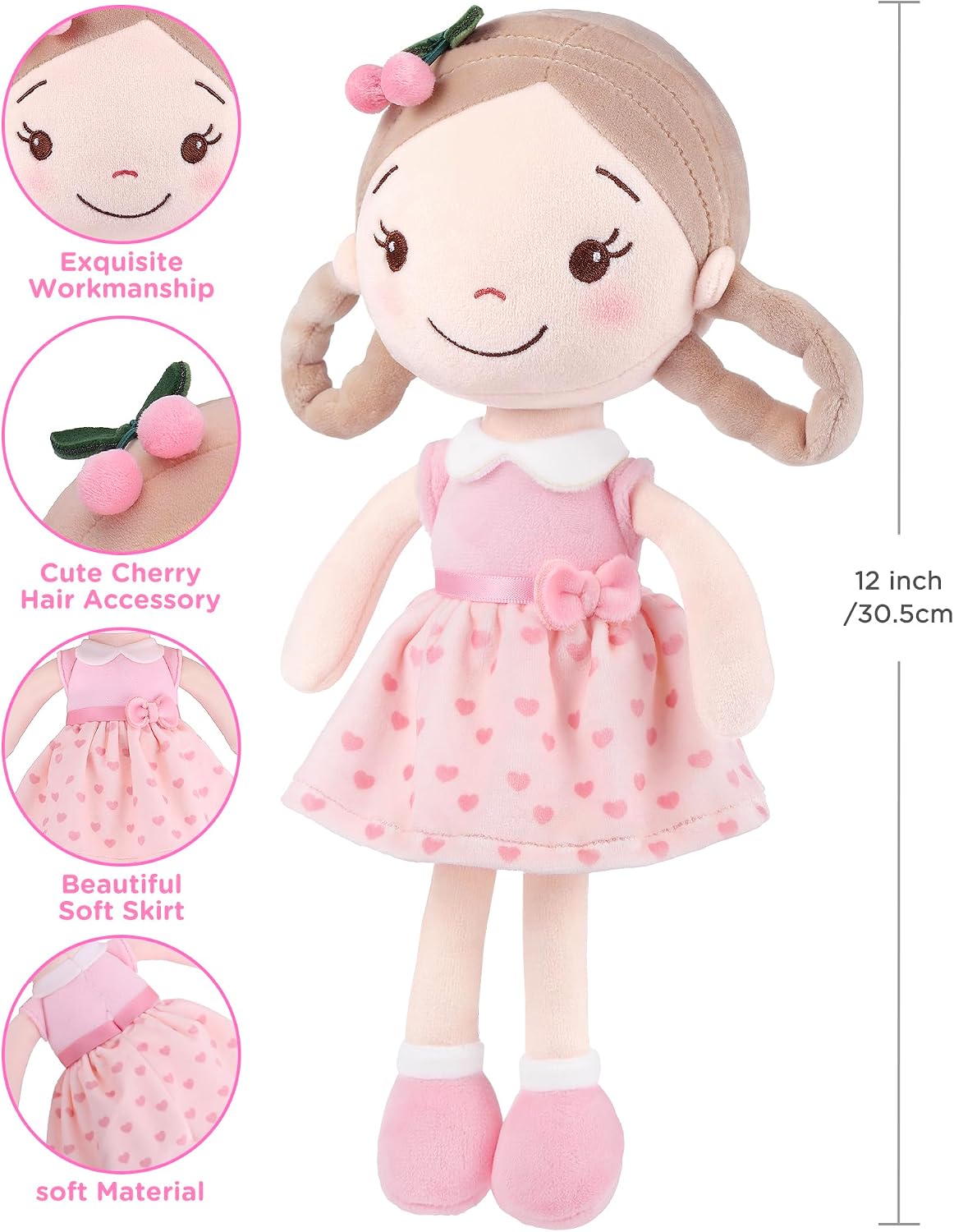 GAGAKU soft baby doll in a floral print rag doll style for toddlers - view 23