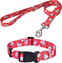 Mihqy Dog Collar for Medium Dogs, Fashion Design, M - L (Neck 14.9-24.8", Width 1") / Z-Red Floral
