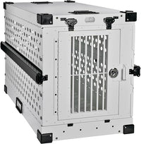 Heavy Duty Fully Collapsible Powder-Coated Aluminum Dog Crate - Medium (White)
