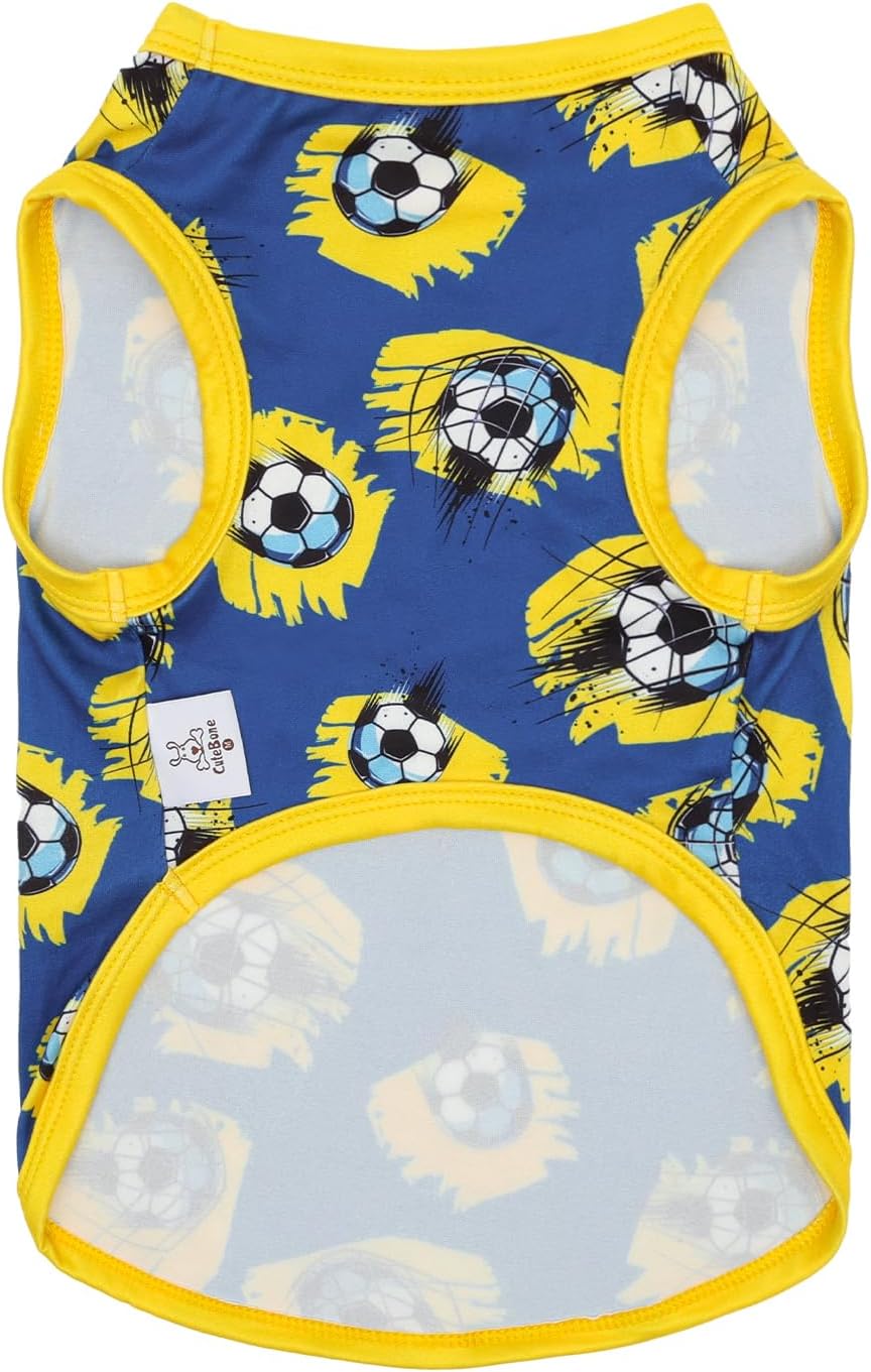 CuteBone Dog Shirts 2-Pack Soft Pet Clothes Breathable Summer Vest - X-Small / Soccer Splash - image 2