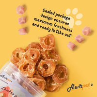 ASMPET Dog Treats Chews, Chicken Rings, Soft Chewy Snacks for Training Rewards 10.6 oz