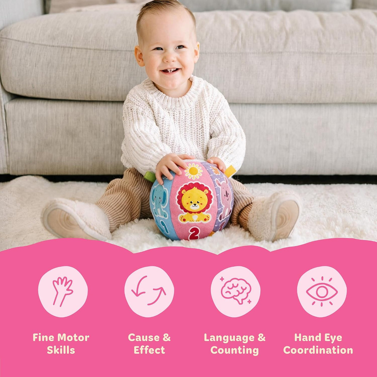 Move2Play, Interactive Baby Ball with 30+ Sounds & Songs - Baby Ball Pastel - image 3