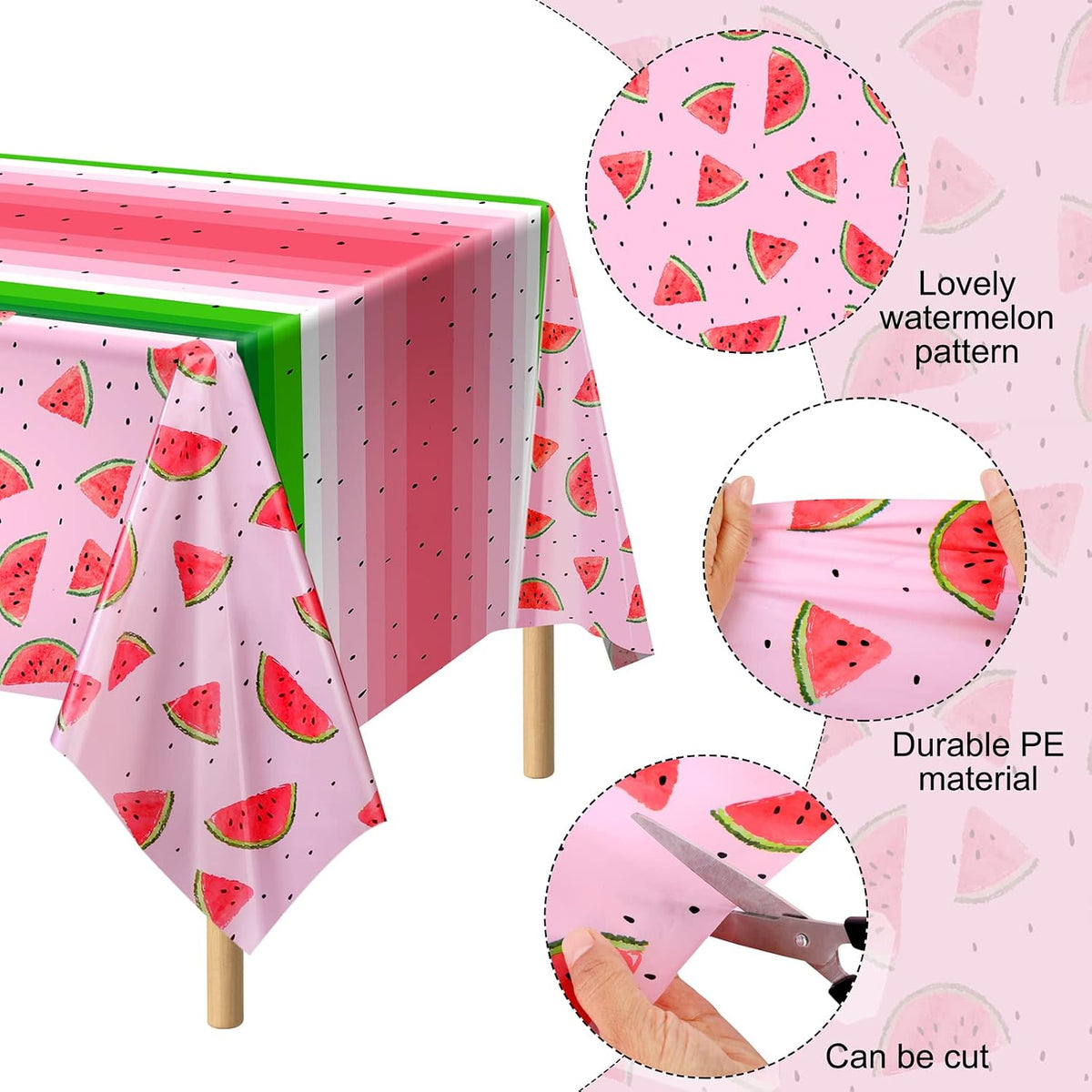durony 2 Pieces Halloween Candy Corn Disposable Tablecloths 108 x 54 - 2 / Watermelon - image 3