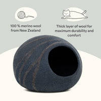 Cat Cave, New Zealand Wool Bed for Indoor Cats - Slate Gray / Medium - image 3