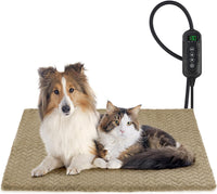 Heated Cat Bed, Waterproof Cat Heating Pad with Timer Temperature Adjustable, Indoor Heated - Brown / Large(35"x24")