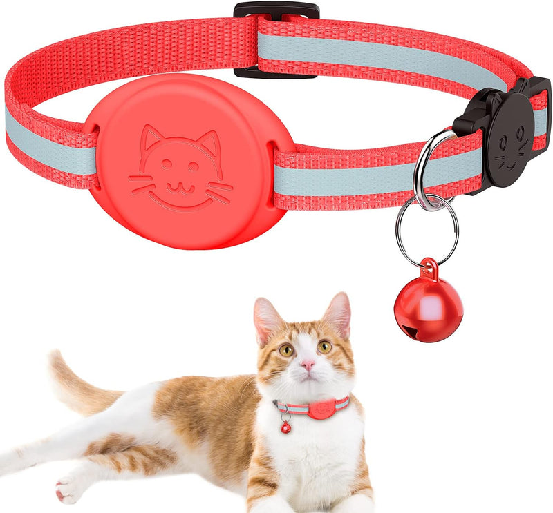 Upgrade Airtag Cat Collar - light red
