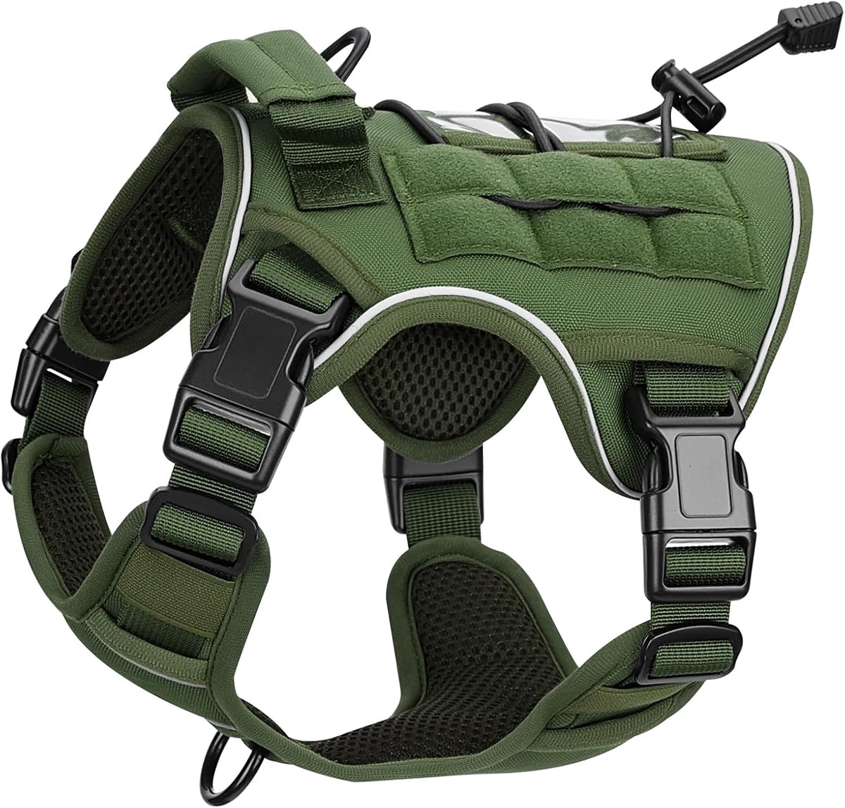 Heavy-Duty Tactical Dog Harness for Large Dogs - S: Neck: 14-18'', Chest: 20-24'' / Green