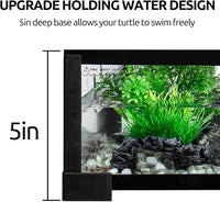 REPTIZOO 18 Gallon Turtle Tank Aquarium, 30"×12"×12" Tortoise Habitat Water-Land Ecological Turtle Tank with Drainage System Aquatic Aquarium
