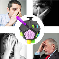 Fidget Dodecagon-12 Sided Fidget Toy Cube for Kids - B2 Black Colorful - image 3