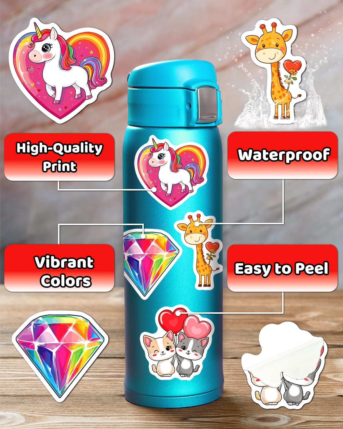 JCFIRE Halloween Stickers for Kids - Valentine 100 Pcs - image 2