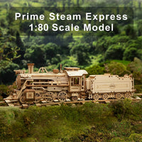 ROKR MC501 3D wooden puzzle mechanical steam express train model kit in 1:80 scale - view 2