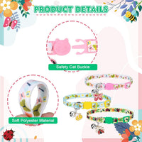 PUPTECK Halloween Cat Collar Breakaway with Bells, Kitten Outfit – Essentials for Cats - Pink&Yellow&Green / NECK (7.87"-11.8") - image 4