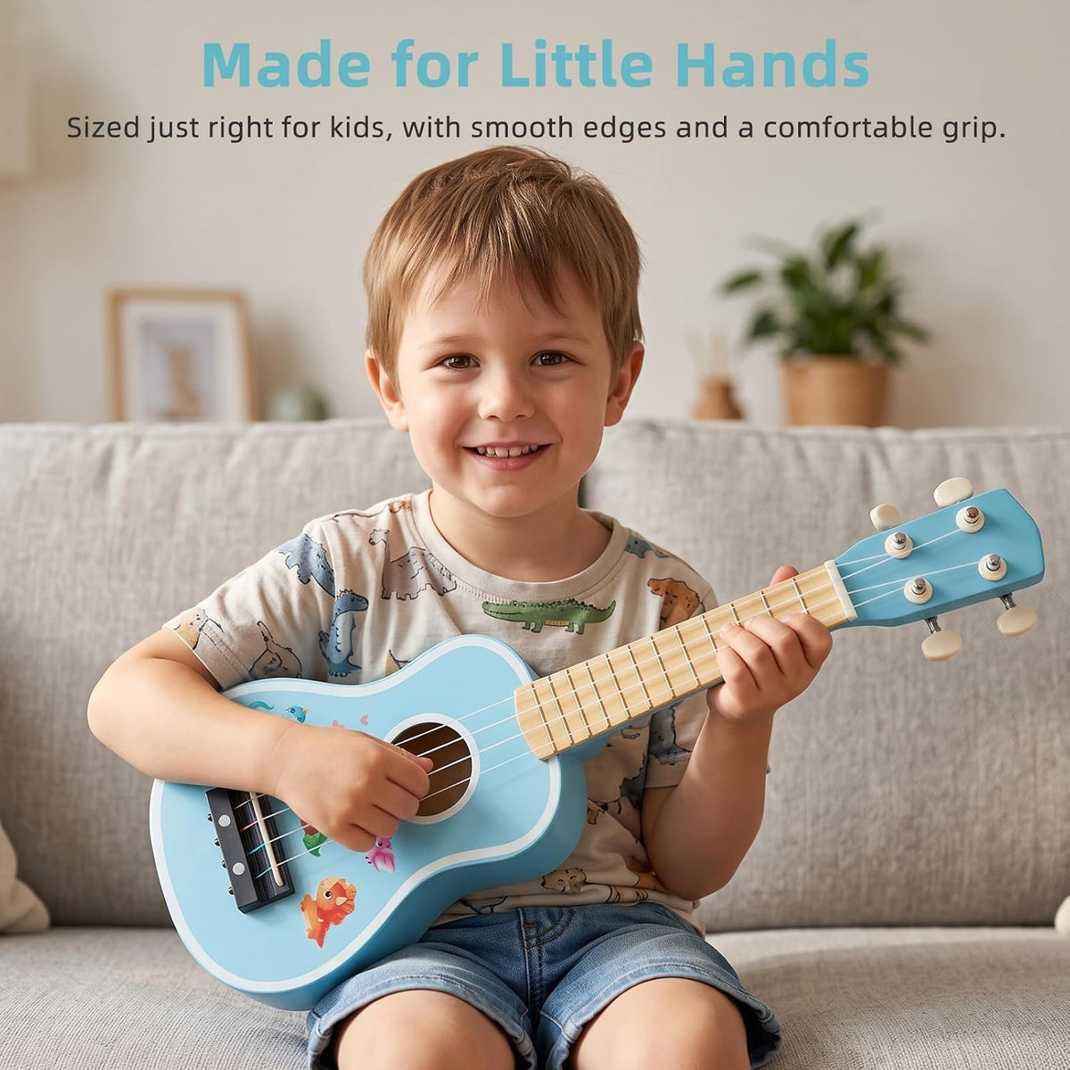 Kids Guitar for Girls,Wooden Musical Instruments Toy for Toddlers – Fun for Kids & Family - Blue for Boys - image 4