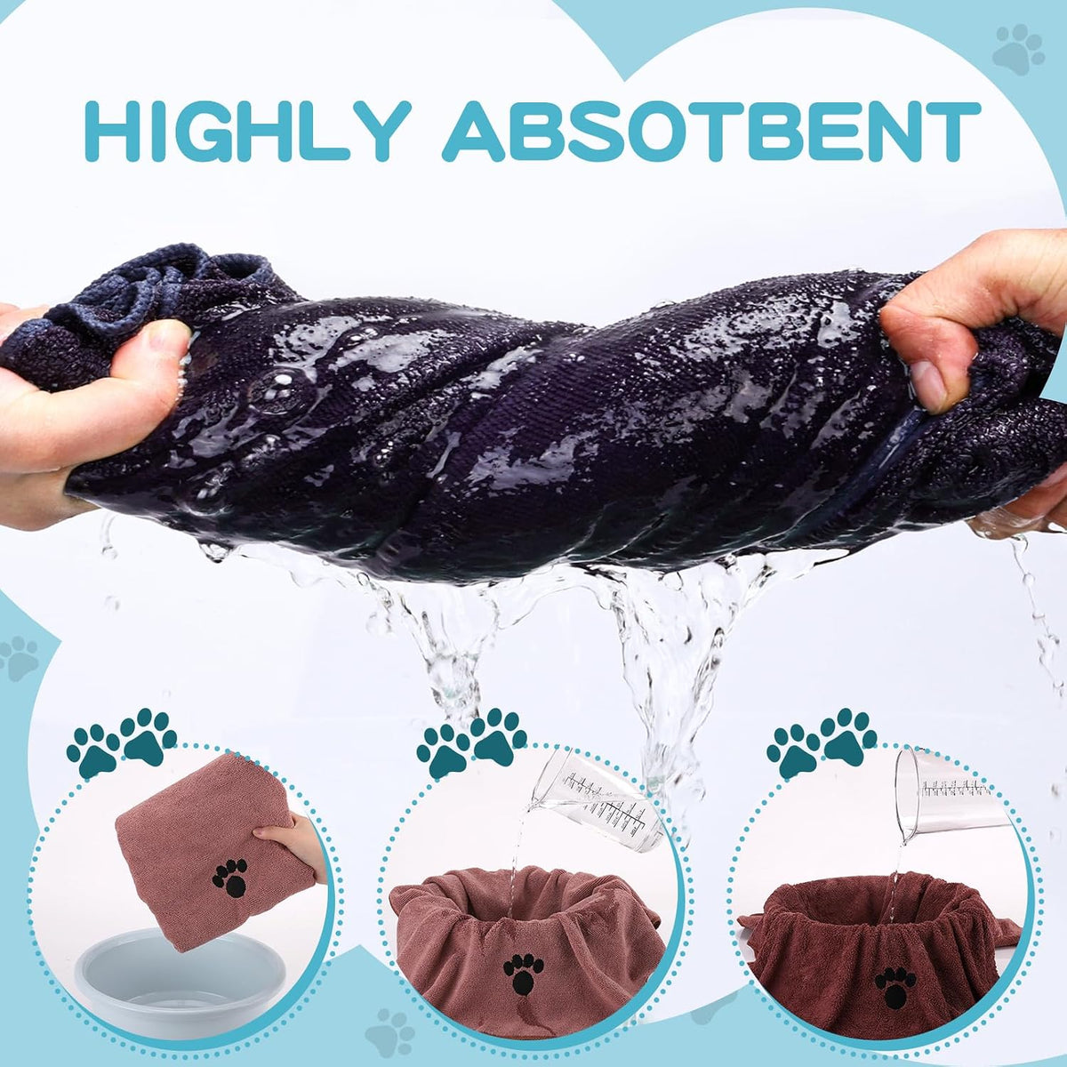 2 Pack Microfiber Dog Towels for Drying Dogs - Grey + Brown / 6-Pack - image 4