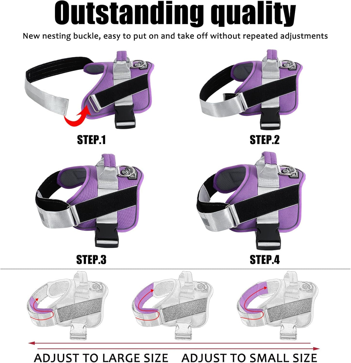 Bolux Dog Harness, No-Pull Reflective Dog Vest - X-Small (Pack of 1) / Lavender - image 3