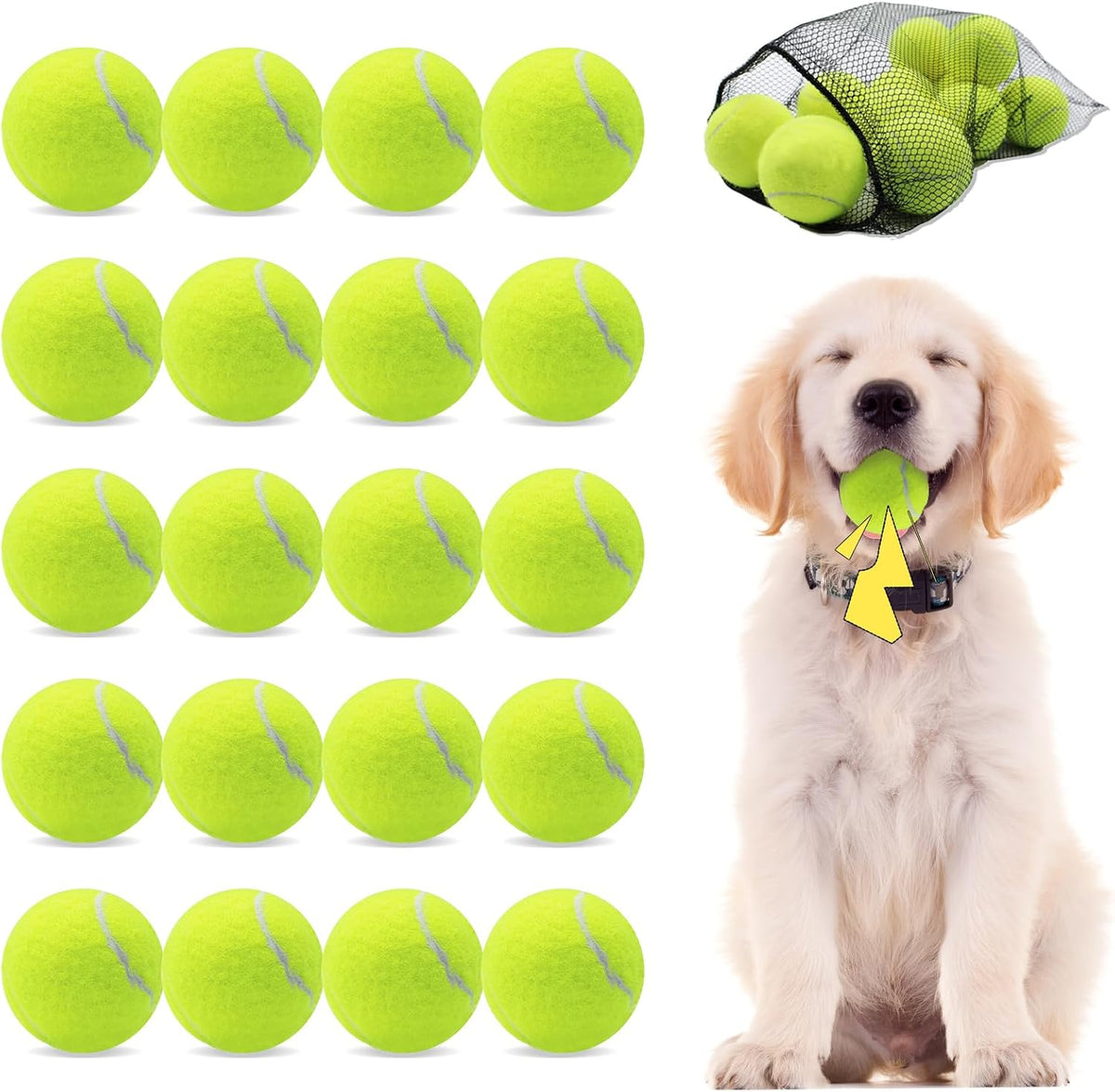 Magicorange Small Tennis Balls - Yellow / 20 Pack