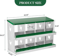 8 Hole Chicken Nesting Box with Roll Out Egg Tray, Rustproof & Ventilated Chicken Laying Boxes for Hens, Chickens, Ducks | Easy-Clean Poultry Coop Accessories