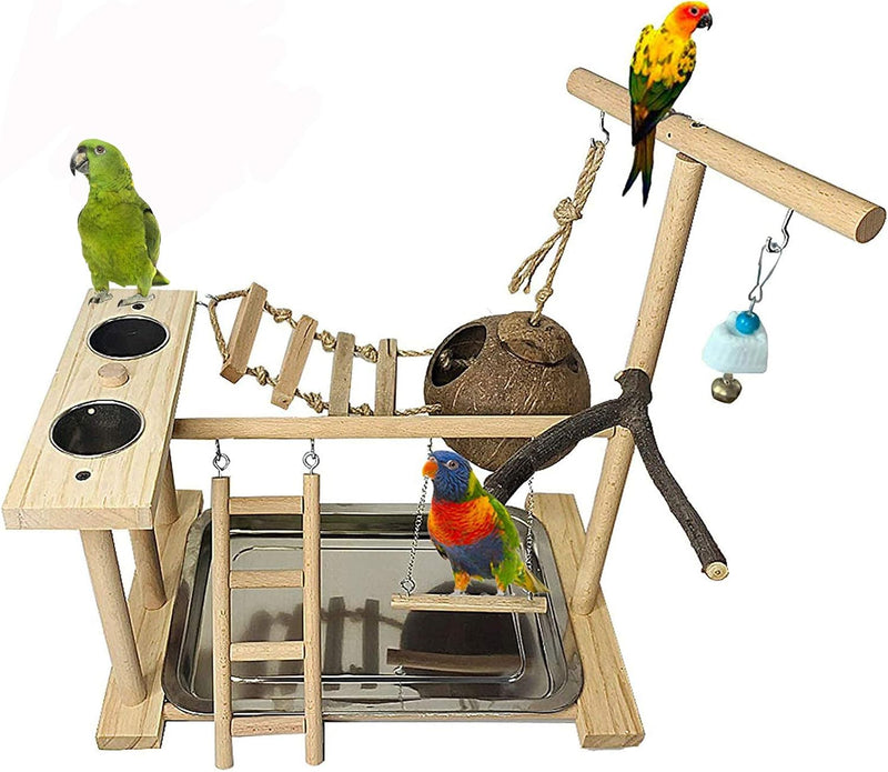 Parrots Playground Bird Play Stand Natural Wood Parrot Perch Gym