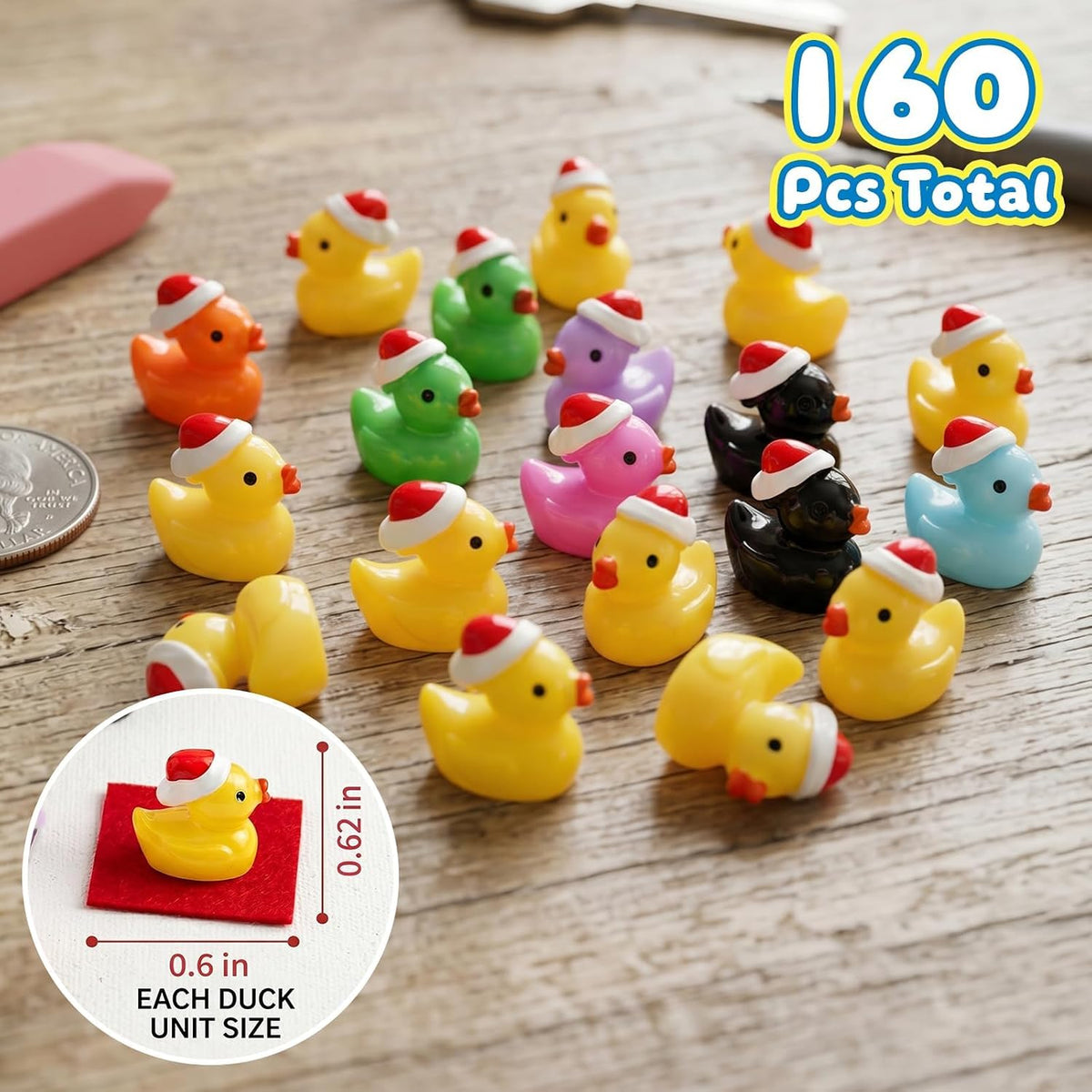 Mini Resin Duck Colorful Miniature Figures Micro Fairy Garden - 160 Christmas Duck - image 2