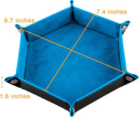 SIQUK 6 Pieces Dice Tray Hexagon Dice Rolling Holder Folding PU - Camel, Black, Red, Yellow, Blue, Green - image 2