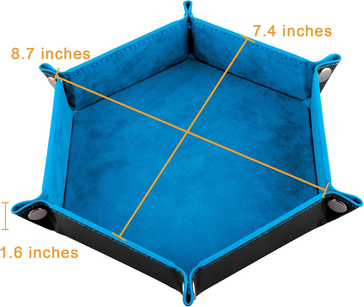 SIQUK 6 Pieces Dice Tray Hexagon Dice Rolling Holder Folding PU - Camel, Black, Red, Yellow, Blue, Green - image 2