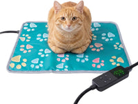furrybaby Pet Heating Pad for Cats & Dogs, Waterproof Heated Bed - Temp adjustable / 18 X 18in / Green